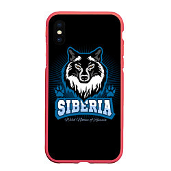 Чехол iPhone XS Max матовый Сибирь - волк, цвет: 3D-красный