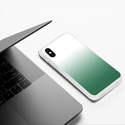 Чехол iPhone XS Max матовый Туманный градиент бело-зелёный, цвет: 3D-белый — фото 2