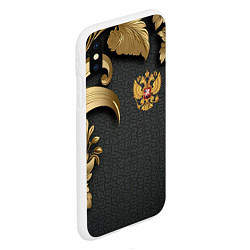 Чехол iPhone XS Max матовый Золотой герб России и объемные узоры, цвет: 3D-белый — фото 2