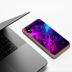 Чехол iPhone XS Max матовый Фиолетовые яркие лепестки, цвет: 3D-коричневый — фото 2