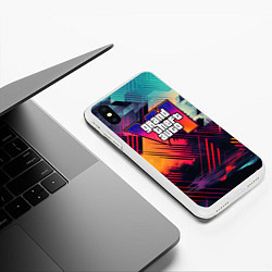 Чехол iPhone XS Max матовый GTA 6 abstract logo, цвет: 3D-белый — фото 2