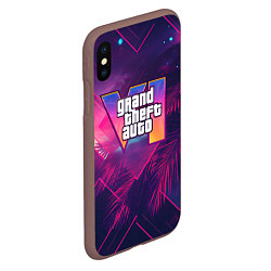 Чехол iPhone XS Max матовый GTA 6 summer logo, цвет: 3D-коричневый — фото 2