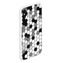 Чехол iPhone XS Max матовый Камуфляж гексагон серый, цвет: 3D-белый — фото 2