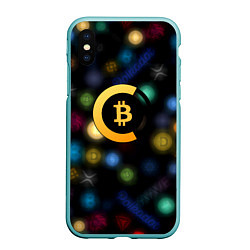 Чехол iPhone XS Max матовый Bitcoin logo criptomoney, цвет: 3D-мятный