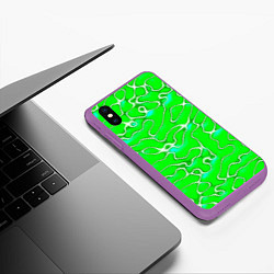 Чехол iPhone XS Max матовый Светло-зеленый камуфляж, цвет: 3D-фиолетовый — фото 2