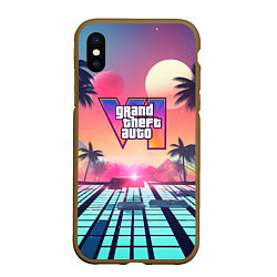 Чехол iPhone XS Max матовый Gta 6 retro style, цвет: 3D-коричневый