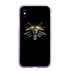 Чехол iPhone XS Max матовый Ведьмак логотип, цвет: 3D-сиреневый