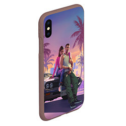 Чехол iPhone XS Max матовый GTA 6 Люсия и Джейсен, цвет: 3D-коричневый — фото 2