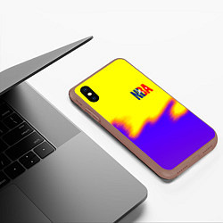 Чехол iPhone XS Max матовый НБА баскетбол краски неоновые желтые, цвет: 3D-коричневый — фото 2