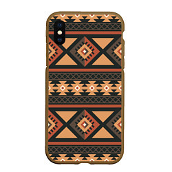 Чехол iPhone XS Max матовый Этническая геометрия с ромбами - паттерн, цвет: 3D-коричневый