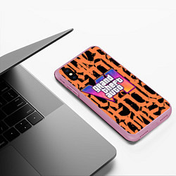 Чехол iPhone XS Max матовый GTA 6 граффити, цвет: 3D-розовый — фото 2