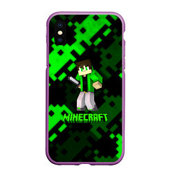 Чехол iPhone XS Max матовый Minecraft персонаж из игры, цвет: 3D-фиолетовый