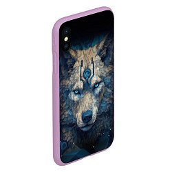 Чехол iPhone XS Max матовый Fantasy wolf, цвет: 3D-сиреневый — фото 2