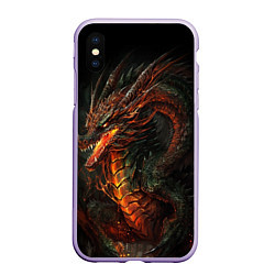 Чехол iPhone XS Max матовый Красный древесный дракон, цвет: 3D-светло-сиреневый