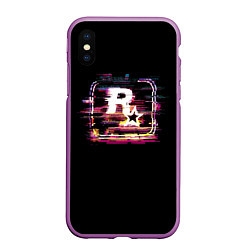 Чехол iPhone XS Max матовый Rockstar noise, цвет: 3D-фиолетовый