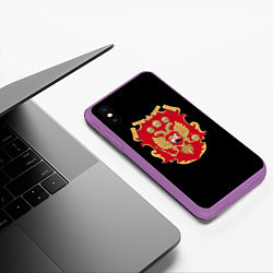 Чехол iPhone XS Max матовый Российская империя символика герб щит, цвет: 3D-фиолетовый — фото 2