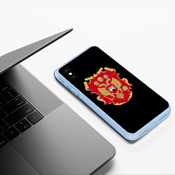 Чехол iPhone XS Max матовый Российская империя символика герб щит, цвет: 3D-голубой — фото 2