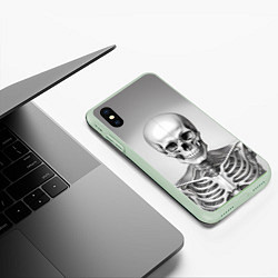 Чехол iPhone XS Max матовый Скелет черно белый, цвет: 3D-салатовый — фото 2