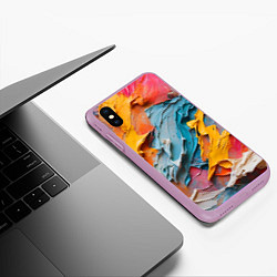 Чехол iPhone XS Max матовый Абстрактная живопись акрилом, цвет: 3D-сиреневый — фото 2