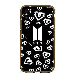 Чехол iPhone XS Max матовый BTS band black kpop, цвет: 3D-коричневый