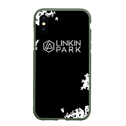 Чехол iPhone XS Max матовый Linkin Park рок бенд, цвет: 3D-темно-зеленый