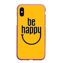 Чехол iPhone XS Max матовый Smile - be happy, цвет: 3D-малиновый