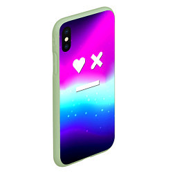 Чехол iPhone XS Max матовый Love death robots neon gradient serial, цвет: 3D-салатовый — фото 2