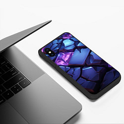 Чехол iPhone XS Max матовый Фиолетовые неоновые плиты, цвет: 3D-черный — фото 2