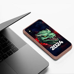 Чехол iPhone XS Max матовый Злой дракон 2024, цвет: 3D-коричневый — фото 2