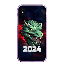 Чехол iPhone XS Max матовый Злой дракон 2024, цвет: 3D-сиреневый