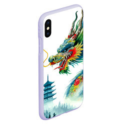 Чехол iPhone XS Max матовый Japanese watercolor dragon - art, цвет: 3D-светло-сиреневый — фото 2