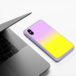 Чехол iPhone XS Max матовый Бледно-розовый и ярко-желтый градиент, цвет: 3D-светло-сиреневый — фото 2