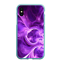 Чехол iPhone XS Max матовый Фиолетовая фрактальная абстракция, цвет: 3D-мятный