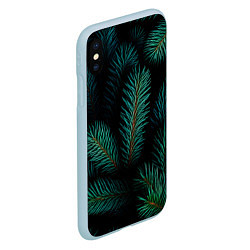 Чехол iPhone XS Max матовый Хвоя - паттерн, цвет: 3D-голубой — фото 2