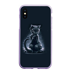 Чехол iPhone XS Max матовый Sweet cat - cyberpunk, цвет: 3D-светло-сиреневый