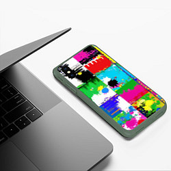 Чехол iPhone XS Max матовый Абстракция - пэчворк, цвет: 3D-темно-зеленый — фото 2
