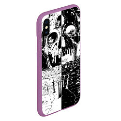 Чехол iPhone XS Max матовый Череп - Черный клевер, цвет: 3D-фиолетовый — фото 2