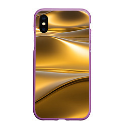 Чехол iPhone XS Max матовый Золотые волны металла, цвет: 3D-фиолетовый