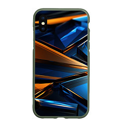 Чехол iPhone XS Max матовый Синии стеклянные осколки, цвет: 3D-темно-зеленый