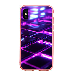 Чехол iPhone XS Max матовый Фиолетовая неоновая плитка, цвет: 3D-баблгам