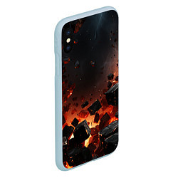 Чехол iPhone XS Max матовый Взрыв плит и огонь, цвет: 3D-голубой — фото 2