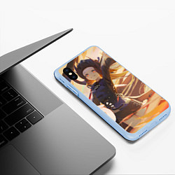 Чехол iPhone XS Max матовый Genshin Impact Ху Тао smile, цвет: 3D-голубой — фото 2