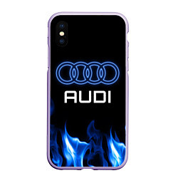 Чехол iPhone XS Max матовый Audi neon art, цвет: 3D-светло-сиреневый