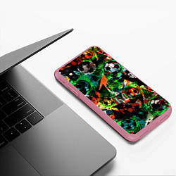 Чехол iPhone XS Max матовый Футбол узор, цвет: 3D-малиновый — фото 2