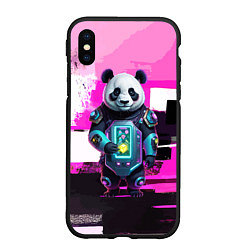 Чехол iPhone XS Max матовый Funny panda - cyberpunk, цвет: 3D-черный