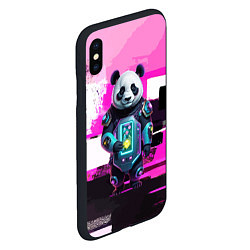 Чехол iPhone XS Max матовый Funny panda - cyberpunk, цвет: 3D-черный — фото 2