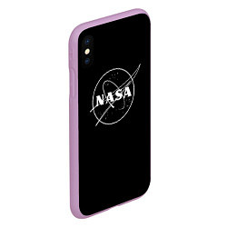 Чехол iPhone XS Max матовый NASA белое лого, цвет: 3D-сиреневый — фото 2