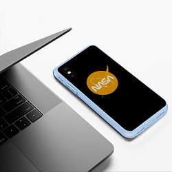 Чехол iPhone XS Max матовый NASA yellow logo, цвет: 3D-голубой — фото 2