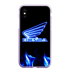 Чехол iPhone XS Max матовый Honda neon, цвет: 3D-светло-сиреневый