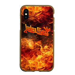 Чехол iPhone XS Max матовый Fire - Judas Priest, цвет: 3D-коричневый